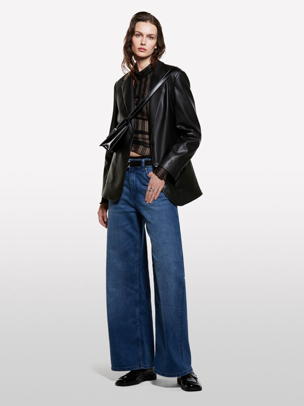 Τζιν Style 72 wide fit μπλε - τζιν καμπάνα γυναικεία | Sisley