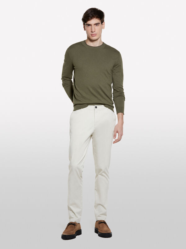 Παντελόνι τσίνο slim fit ανοιχτό μπεζ - παντελόνια chinos ανδρικά | Sisley
