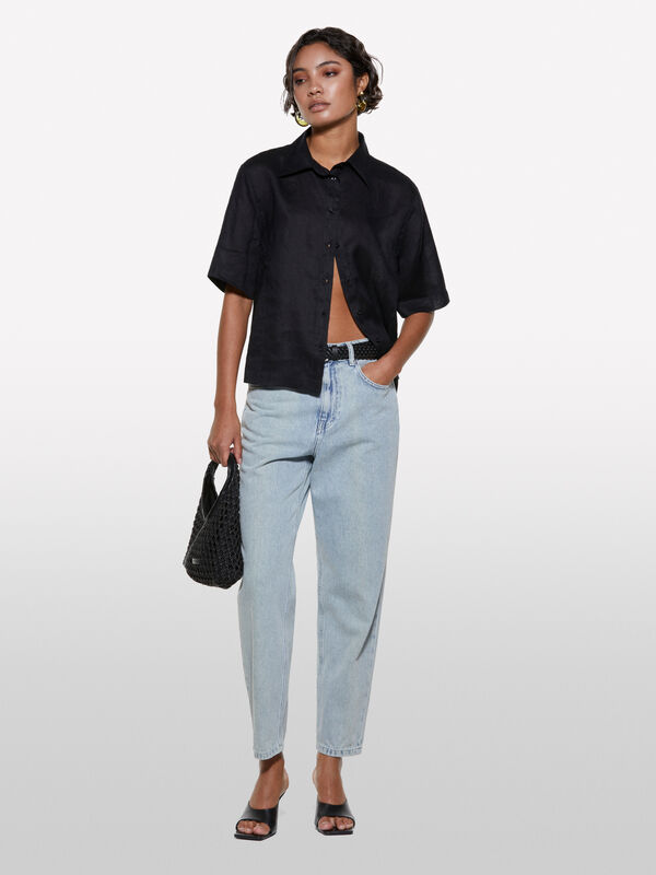 Τζιν color Style 68 mom fit με ανοιχτή απόχρωση - τζιν mom fit και boyfriend γυναικεία | Sisley