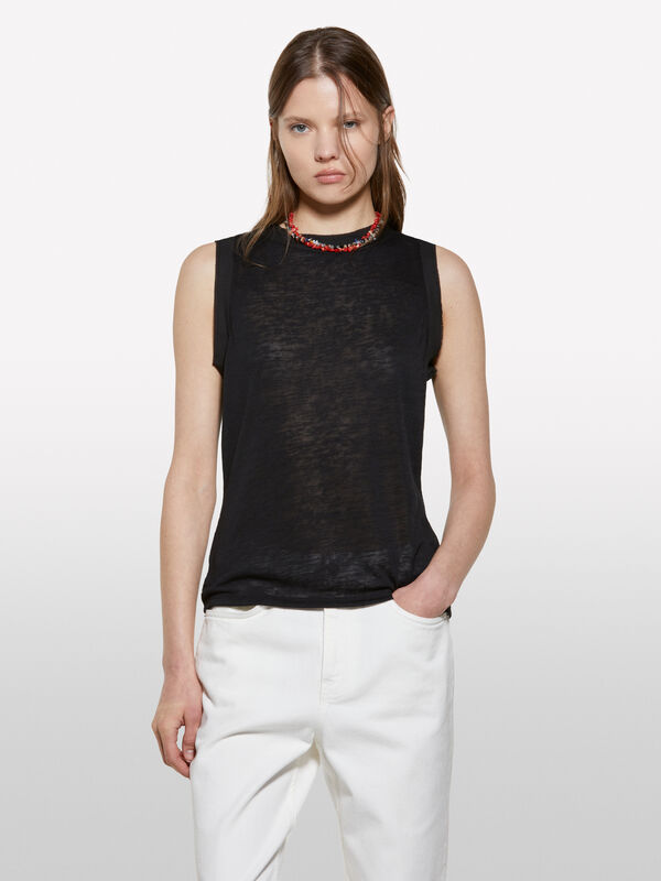 Φανέλα μαύρη regular fit - τοπ γυναικεία | Sisley