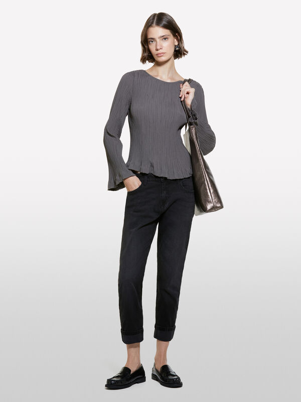 Τζιν Λίμα μαύρο slim carrot fit - τζιν carrot fit γυναικεία | Sisley