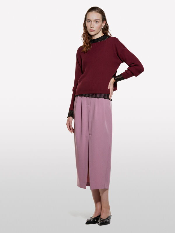 Burgundy boat neck top - μπλούζες με λαιμόκοψη γυναικείες | Sisley