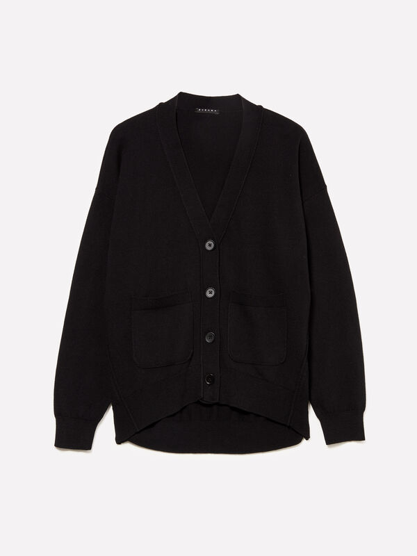 Black oversized fit cardigan - ζακέτες γυναικείες | Sisley