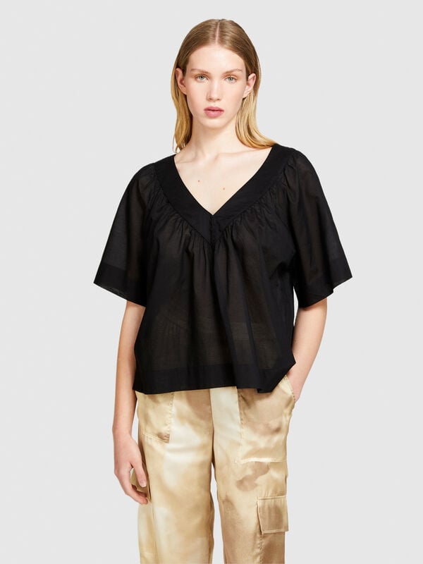 Μπλούζα με V λαιμόκοψη - μπλούζες γυναικείες | Sisley