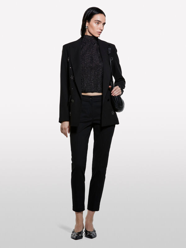 Τσίνο slim fit μαύρο - παντελόνια slim fit γυναικεία | Sisley