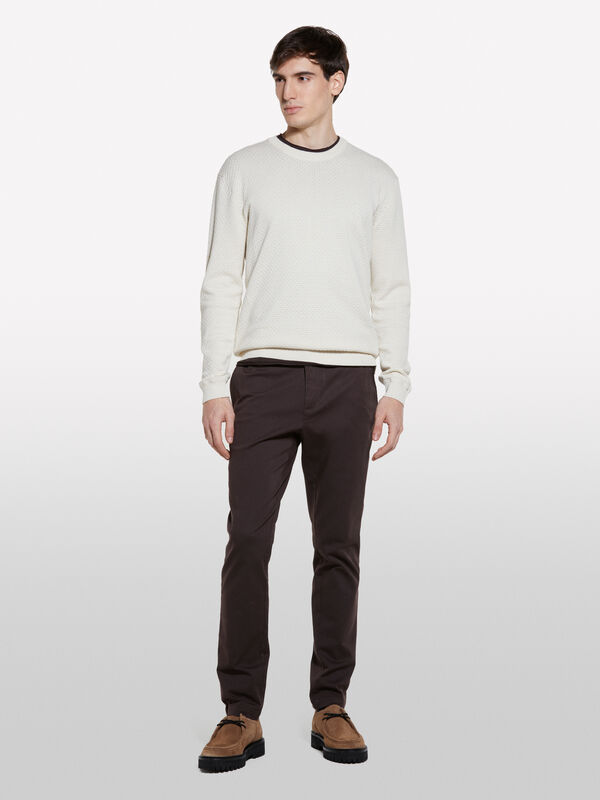 Παντελόνι τσίνο slim fit καφέ  - παντελόνια chinos ανδρικά | Sisley
