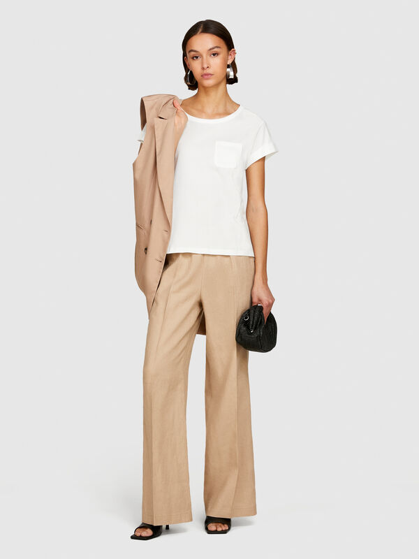 Μπλούζα με τσεπάκι από 100% οργανικό βαμβακερό - μπλουζάκια κοντομάνικα γυναικεία | Sisley
