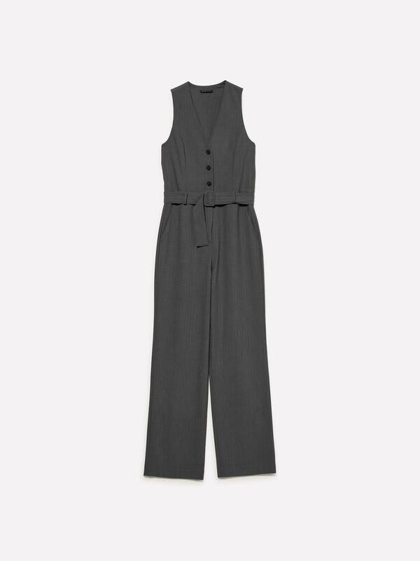 Gray palazzo jumpsuit - φόρμες jumpsuits γυναικεία | Sisley