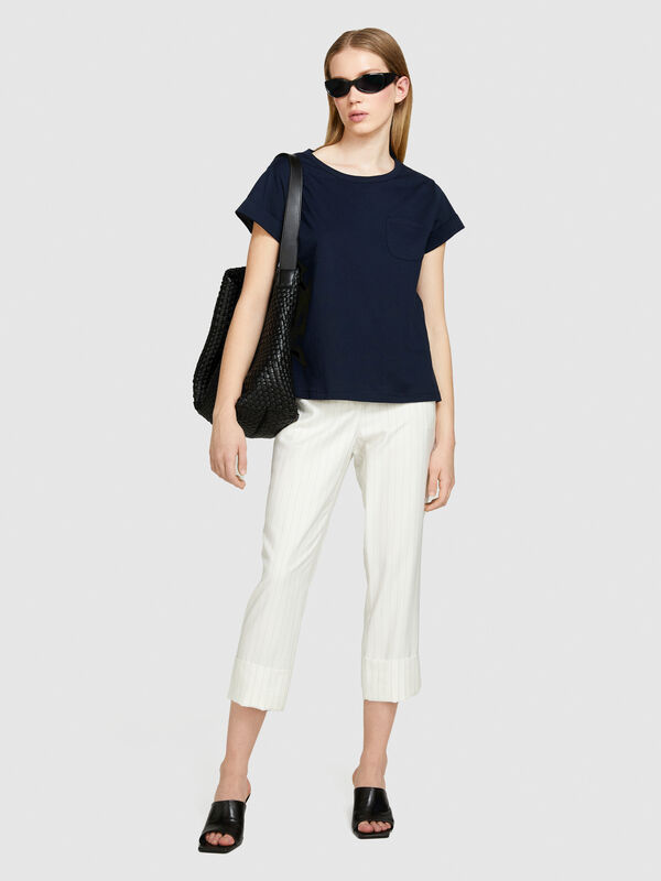 Μπλούζα με τσεπάκι από 100% οργανικό βαμβακερό - μπλουζάκια κοντομάνικα γυναικεία | Sisley
