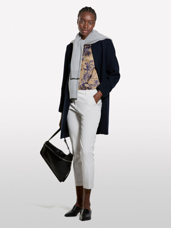 Beige satin shirt with pattern print - πουκάμισα γυναικεία | Sisley