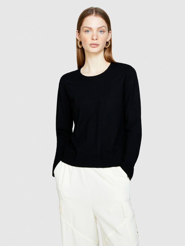 Μπλούζα μονόχρωμη - μπλούζες με λαιμόκοψη γυναικείες | Sisley