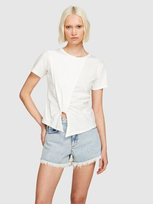 Μπλούζα με κόμπο - μπλουζάκια κοντομάνικα γυναικεία | Sisley