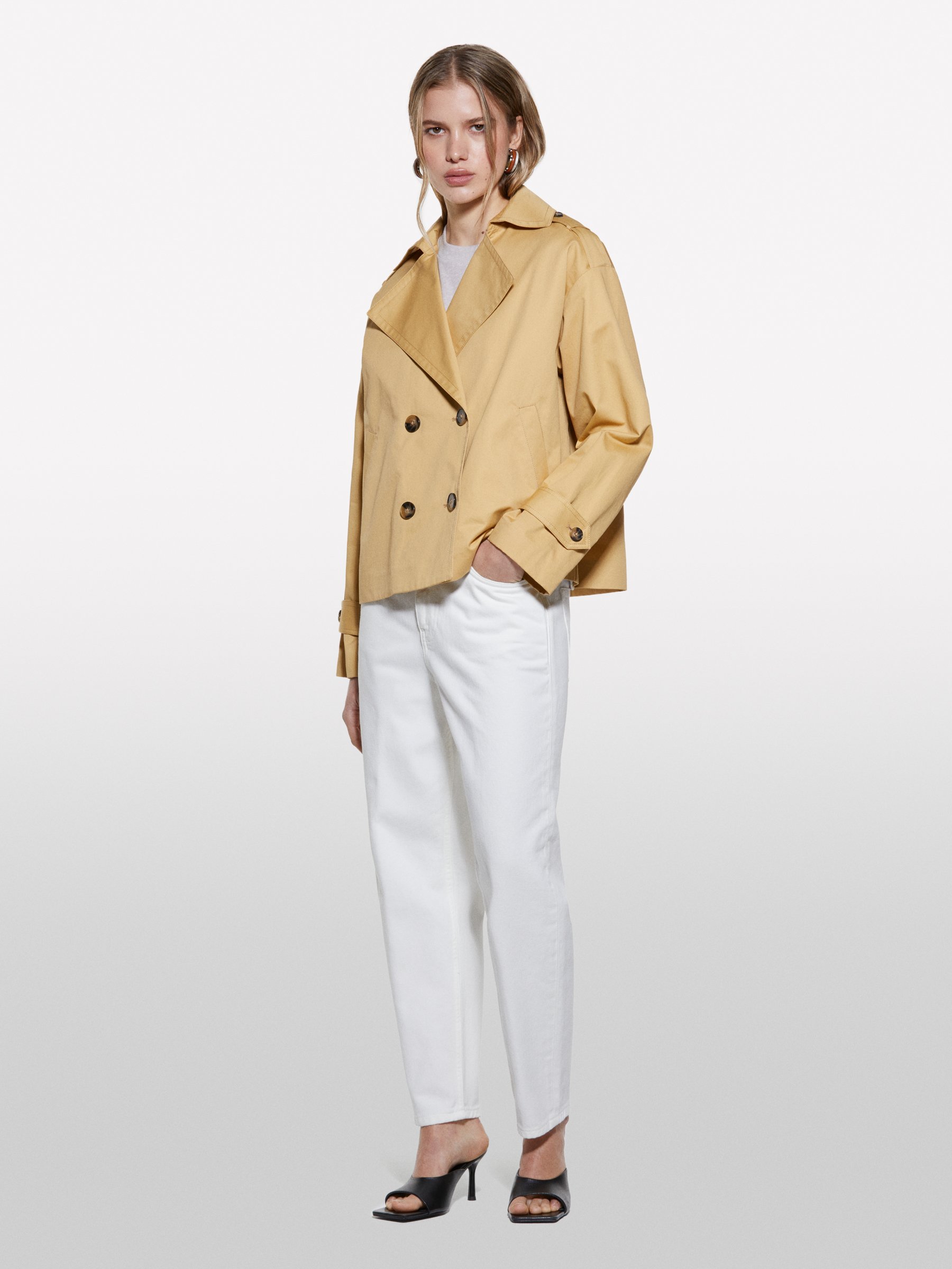 Sisley Sisley - Trench Κοντό Μουσταρδί, θήλυ, Μουσταρδι, μέγεθος: XS