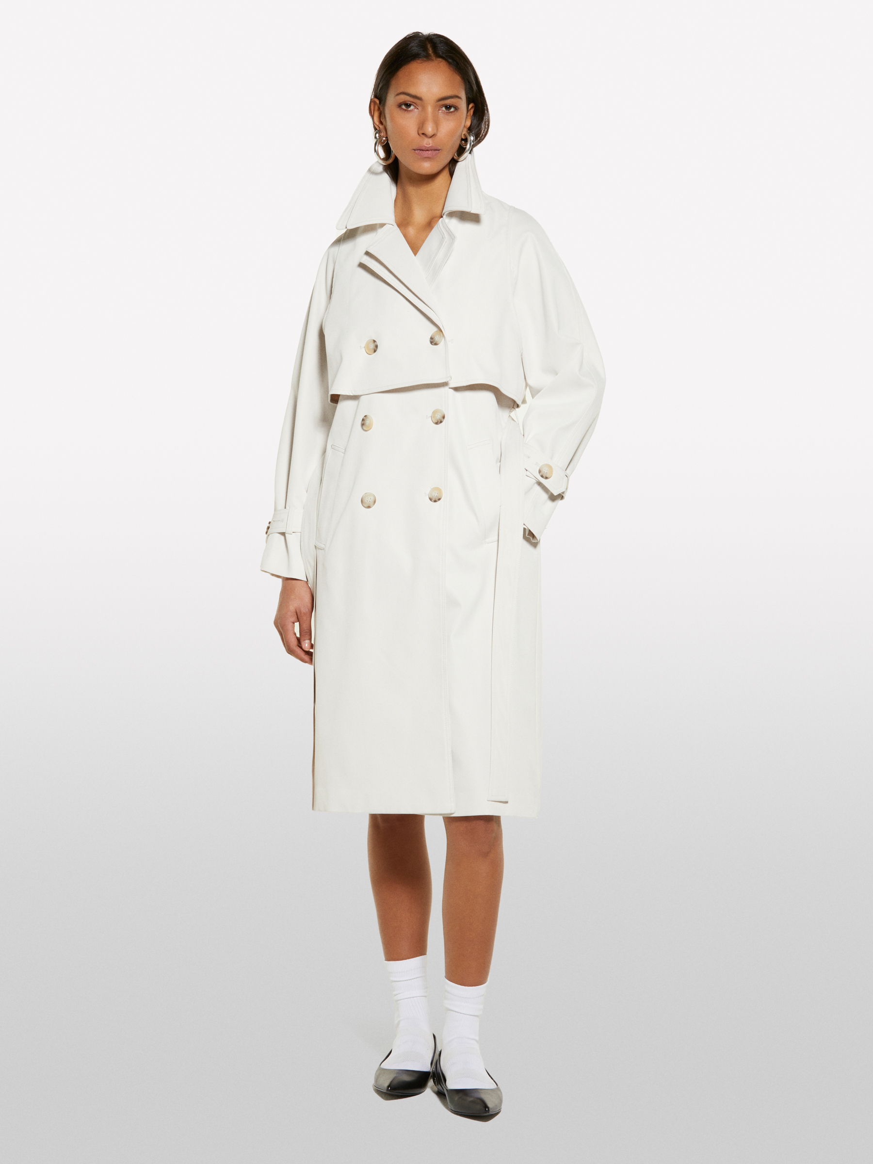 Sisley - Seidenmatter Trenchcoat, Frau, Cremeweiss, Größe: M