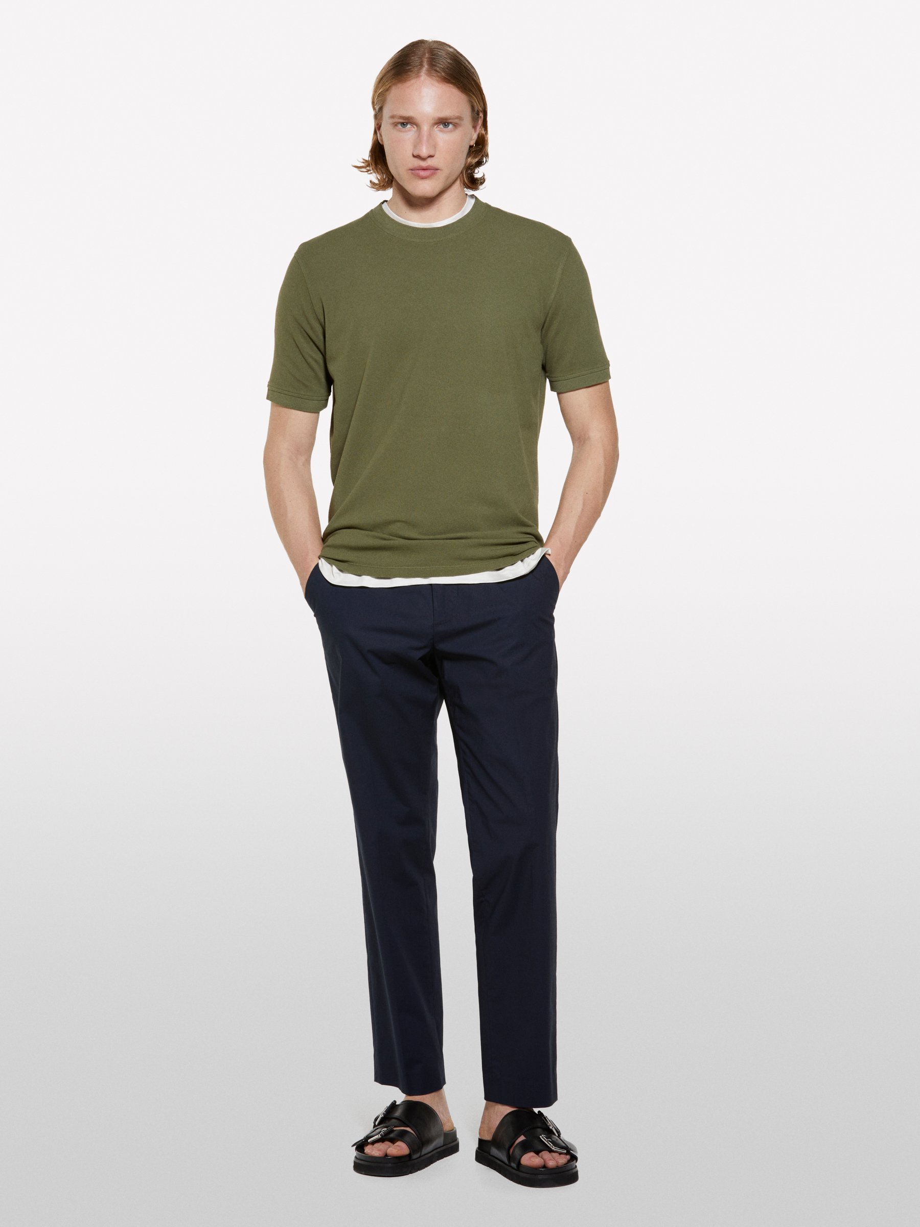 Sisley - Militärgrünes Kurzarm-t-shirt, Mann, Militärgrün, Größe: EL