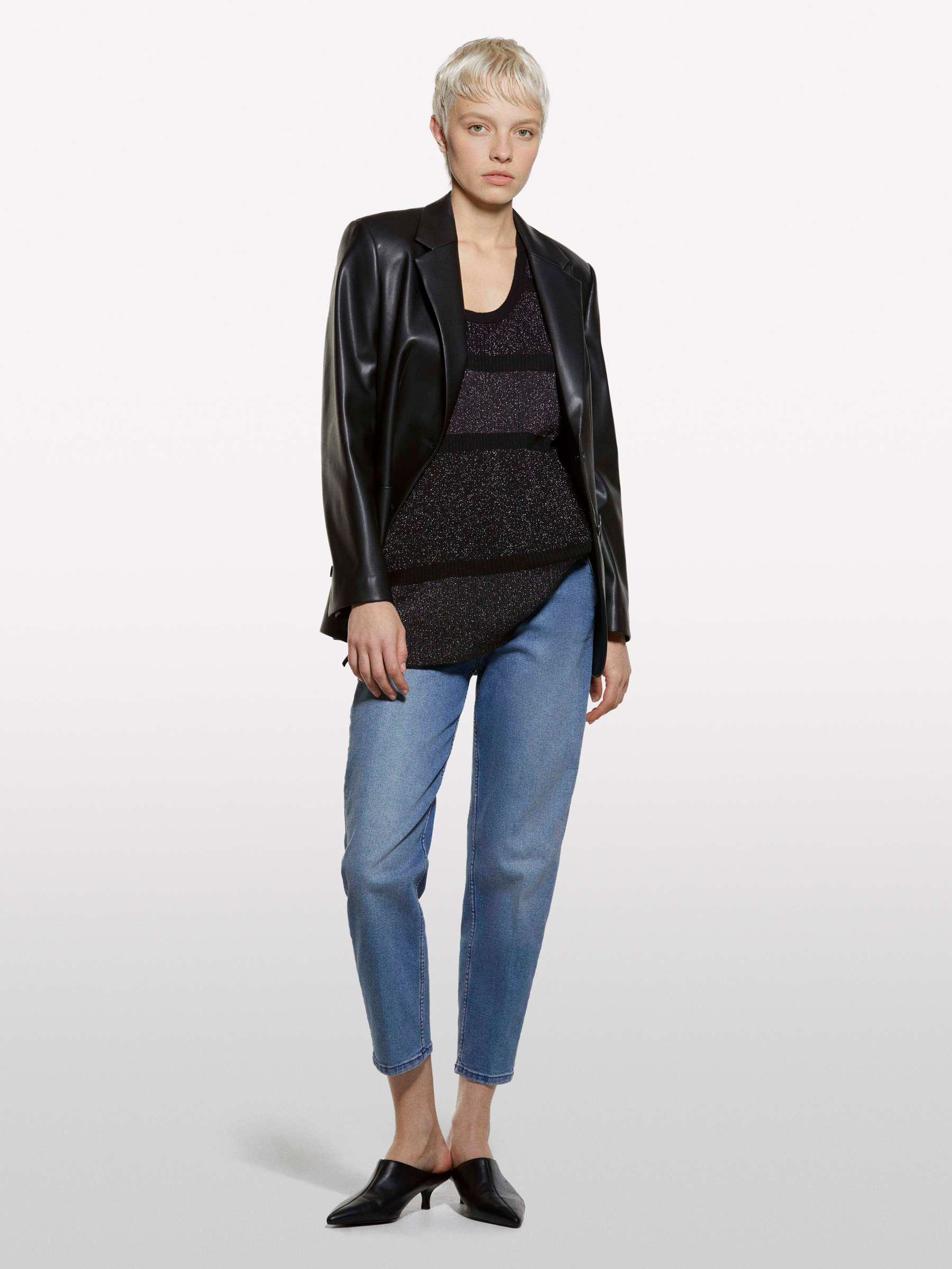 Sisley - Gilet Maxi Color Block Avec Lurex, Femme, Noir, Taille: XS