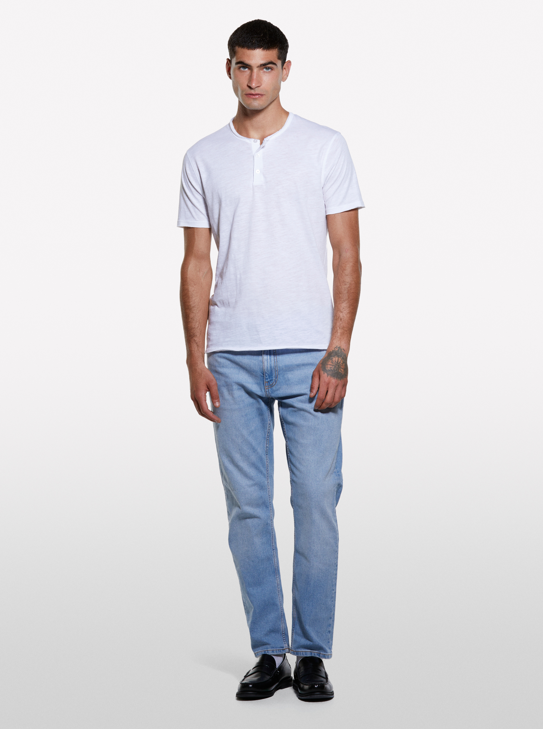 Sisley - T-shirt Henley Blanc, Homme, Blanc, Taille: XL