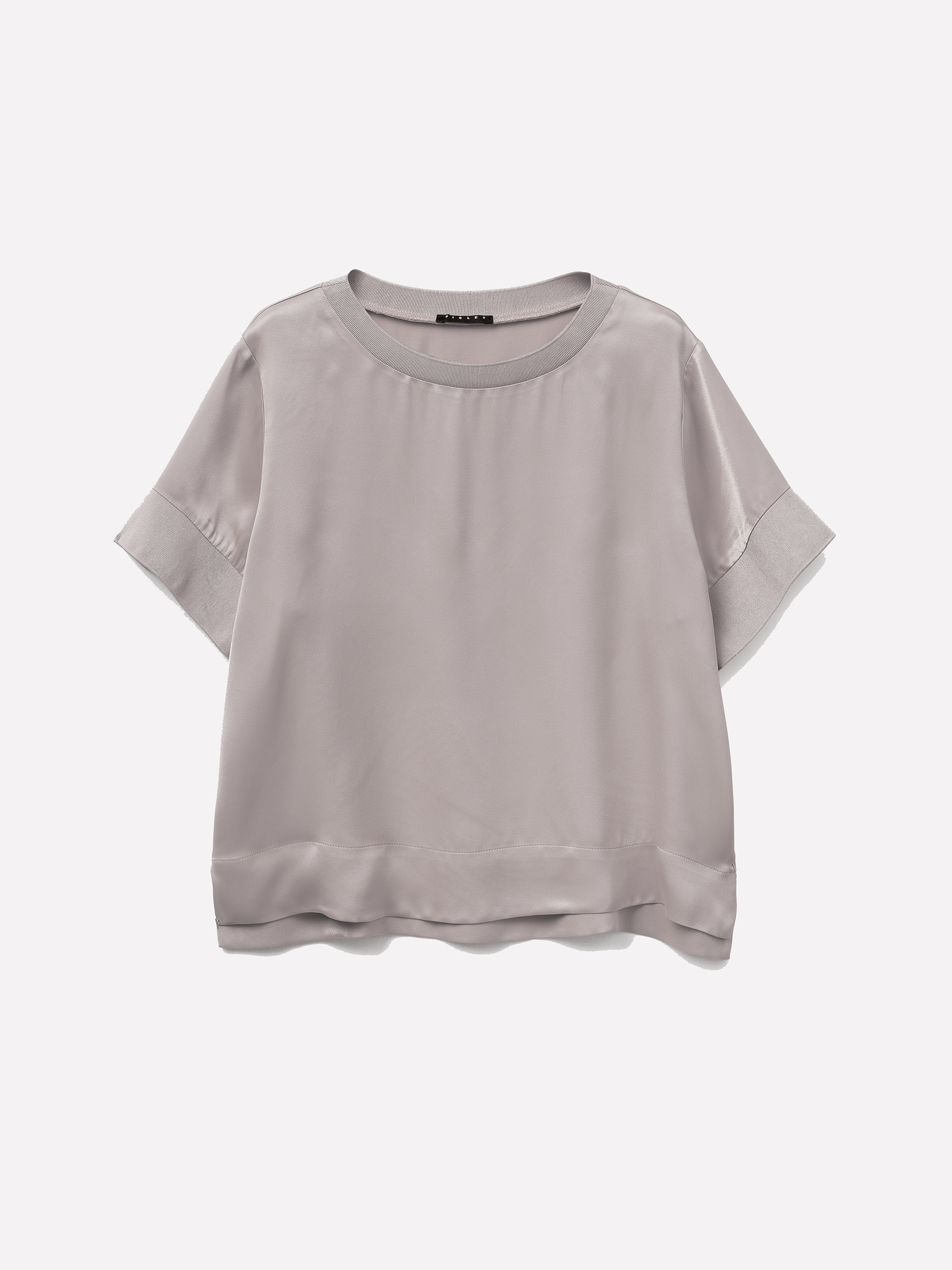 Sisley - Chemisier En Satin, Femme, Gris Clair, Taille: XS