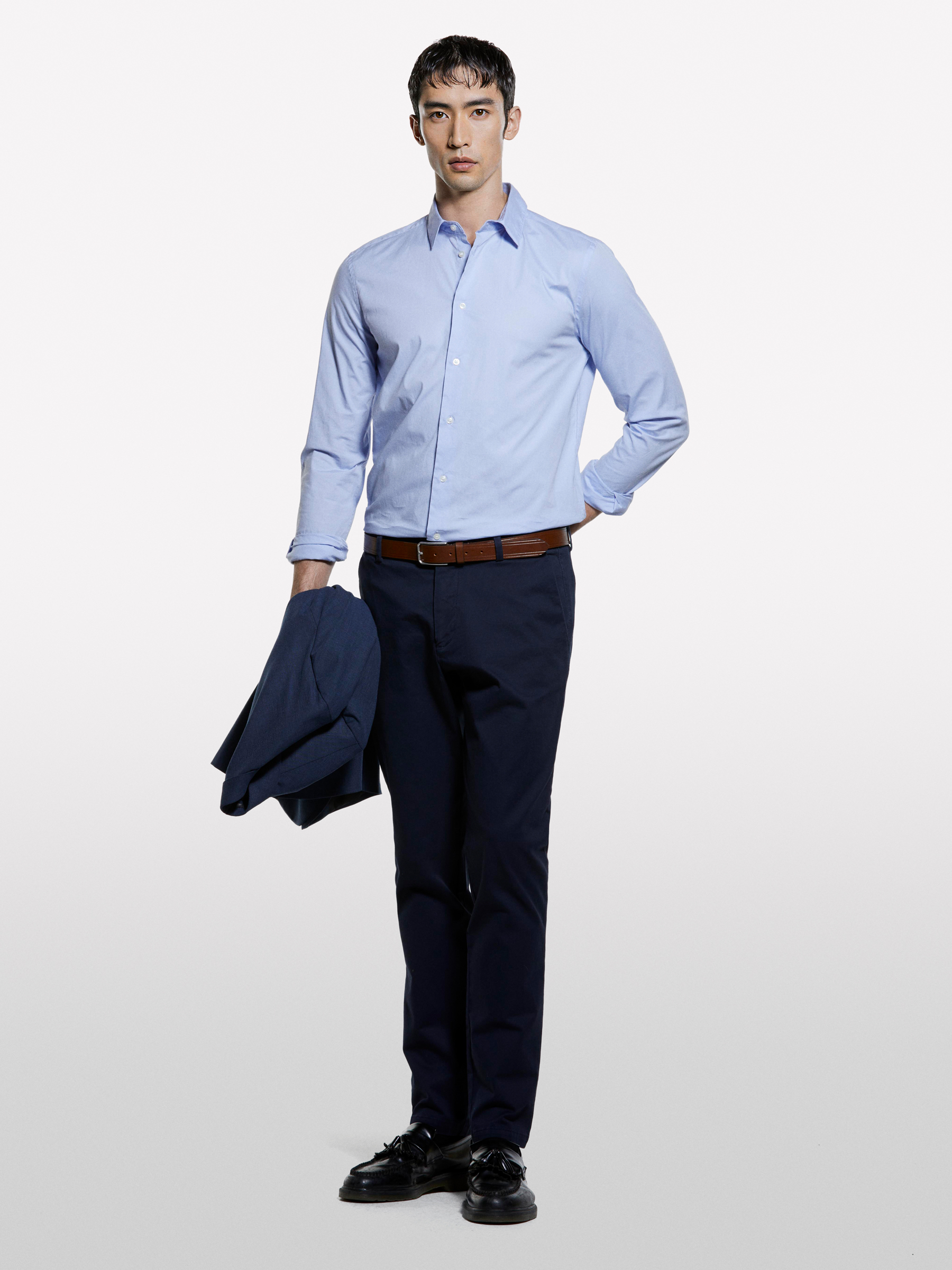 Sisley - Chemise Slim Bleu Clair, Homme, Bleu Clair, Taille: 46