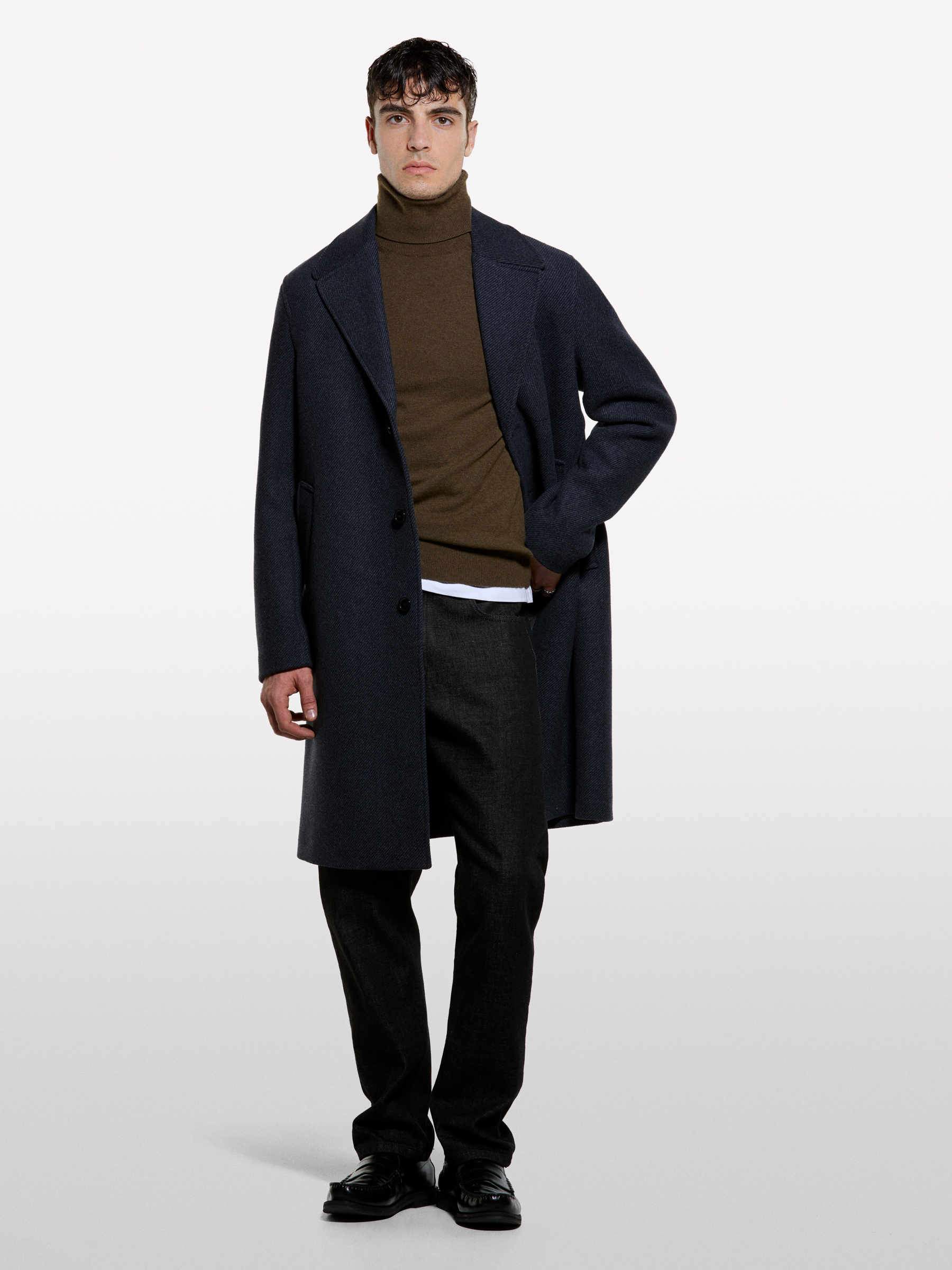 Sisley - Pull Marron Coupe Régulière À Col Montant, Homme, Marron, Taille: XL