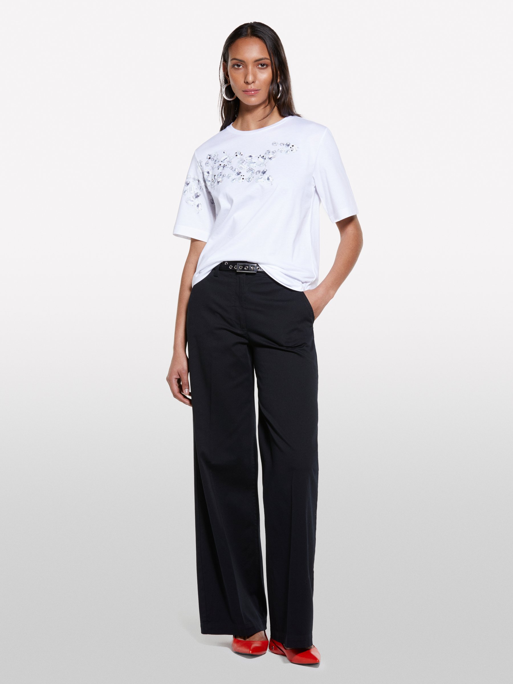 Sisley - Weißes T-shirt Mit Druck, Frau, Weiss, Größe: M